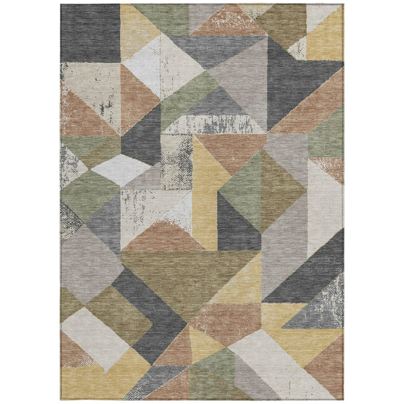 8' X 10' Graphite And Gray Geometric Washable Indoor Outdoor Area Rug Homeroots Outdoor