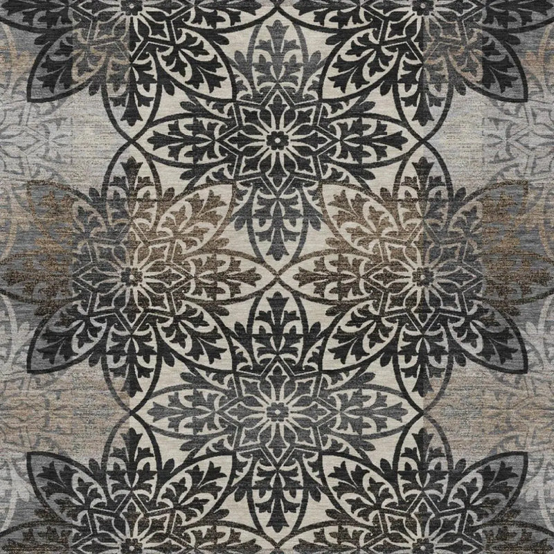 8' X 10' Graphite And Gray Oriental Washable Indoor Outdoor Area Rug Homeroots Outdoor