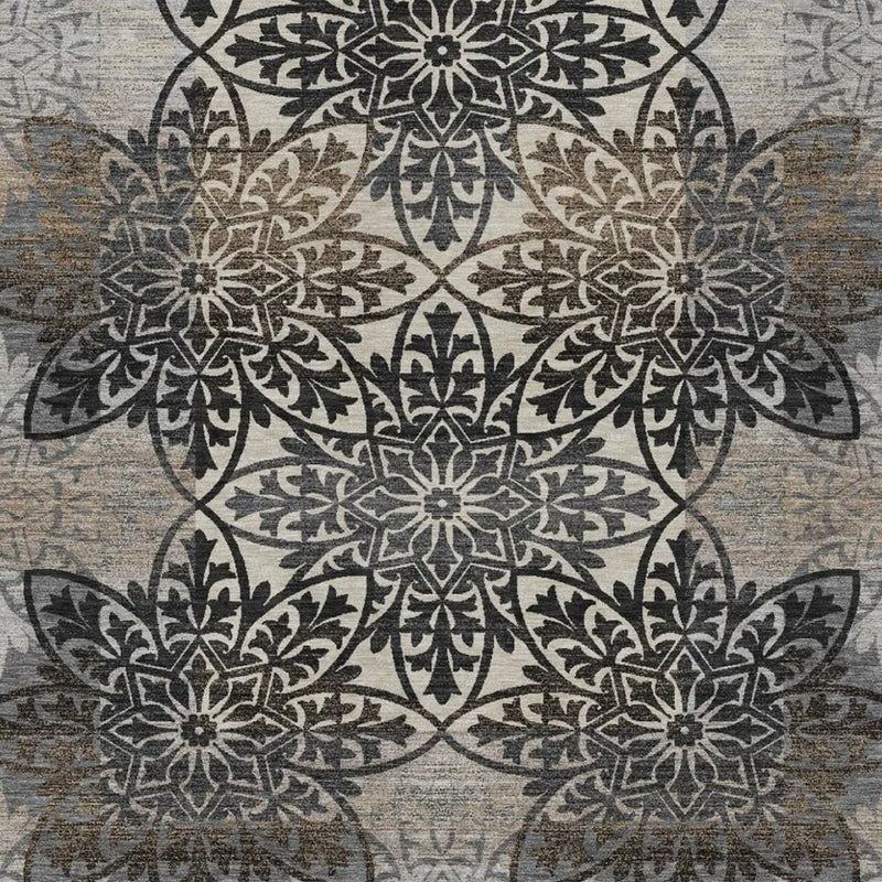 8' X 10' Graphite And Gray Oriental Washable Indoor Outdoor Area Rug Homeroots Outdoor