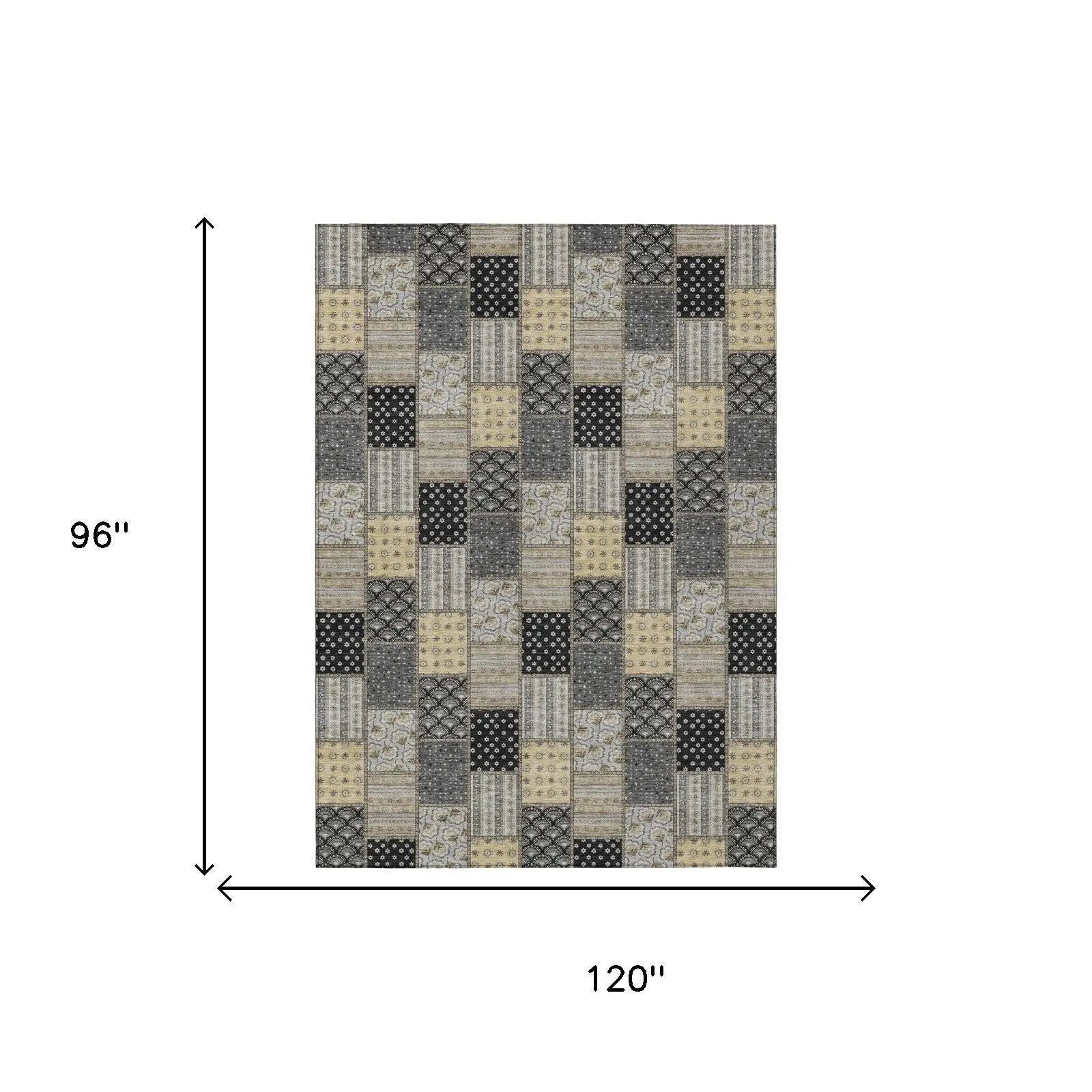 8' X 10' Graphite And Gray Patchwork Washable Indoor Outdoor Area Rug Homeroots Outdoor