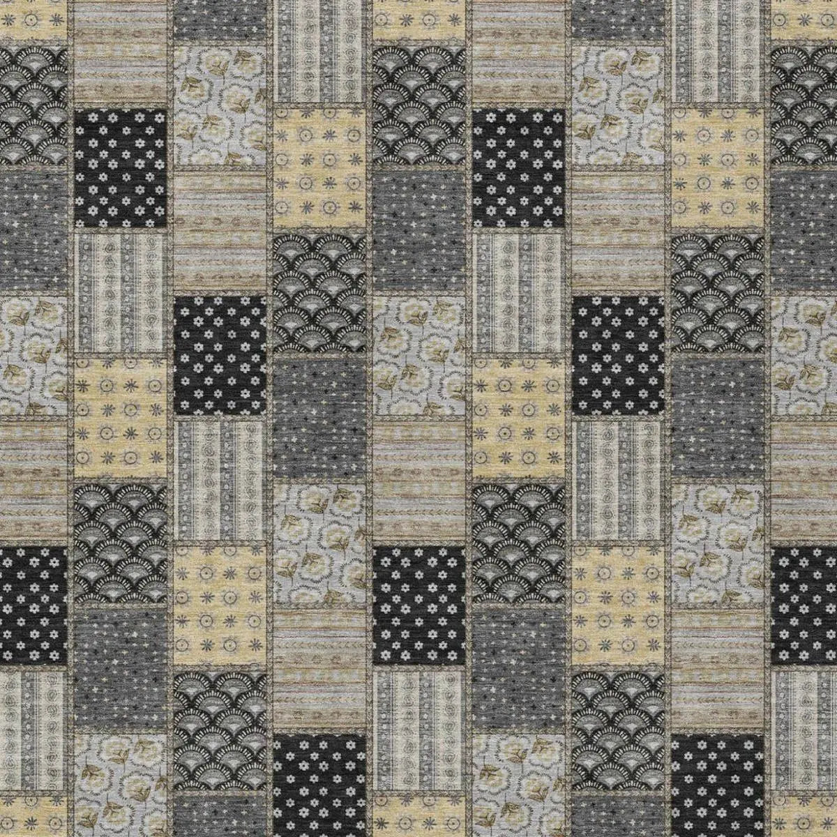 8' X 10' Graphite And Gray Patchwork Washable Indoor Outdoor Area Rug Homeroots Outdoor