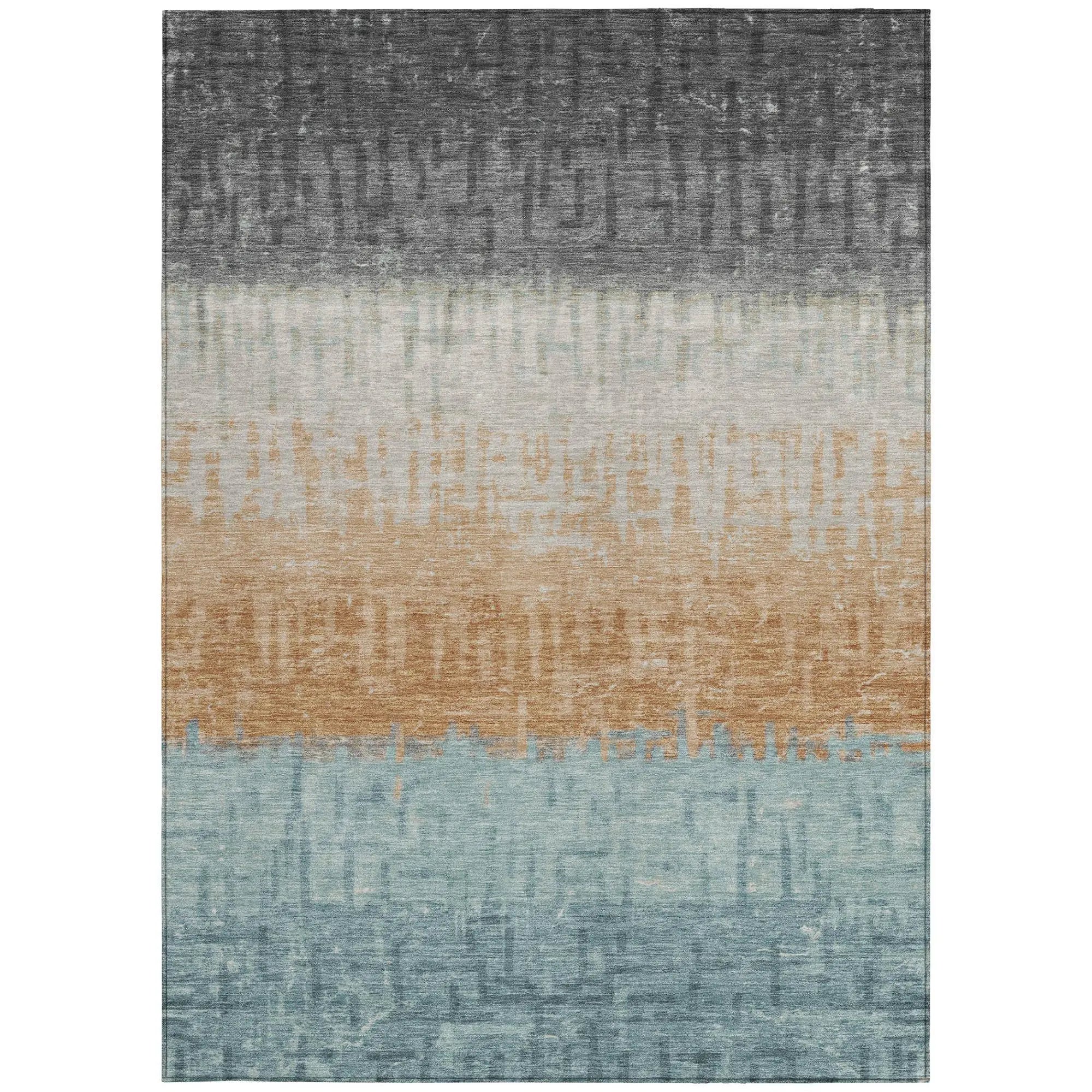 8' X 10' Graphite And Gray Striped Washable Indoor Outdoor Area Rug Homeroots Outdoor