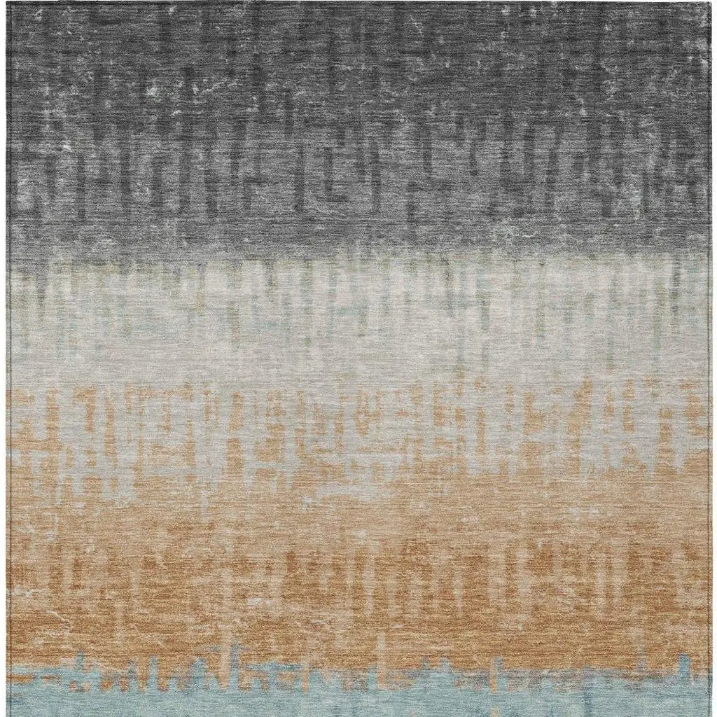 8' X 10' Graphite And Gray Striped Washable Indoor Outdoor Area Rug Homeroots Outdoor