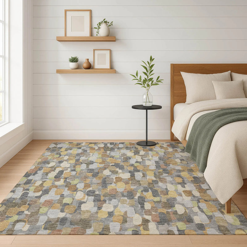 8' X 10' Gray And Beige Abstract Washable Indoor Outdoor Area Rug Homeroots Outdoor
