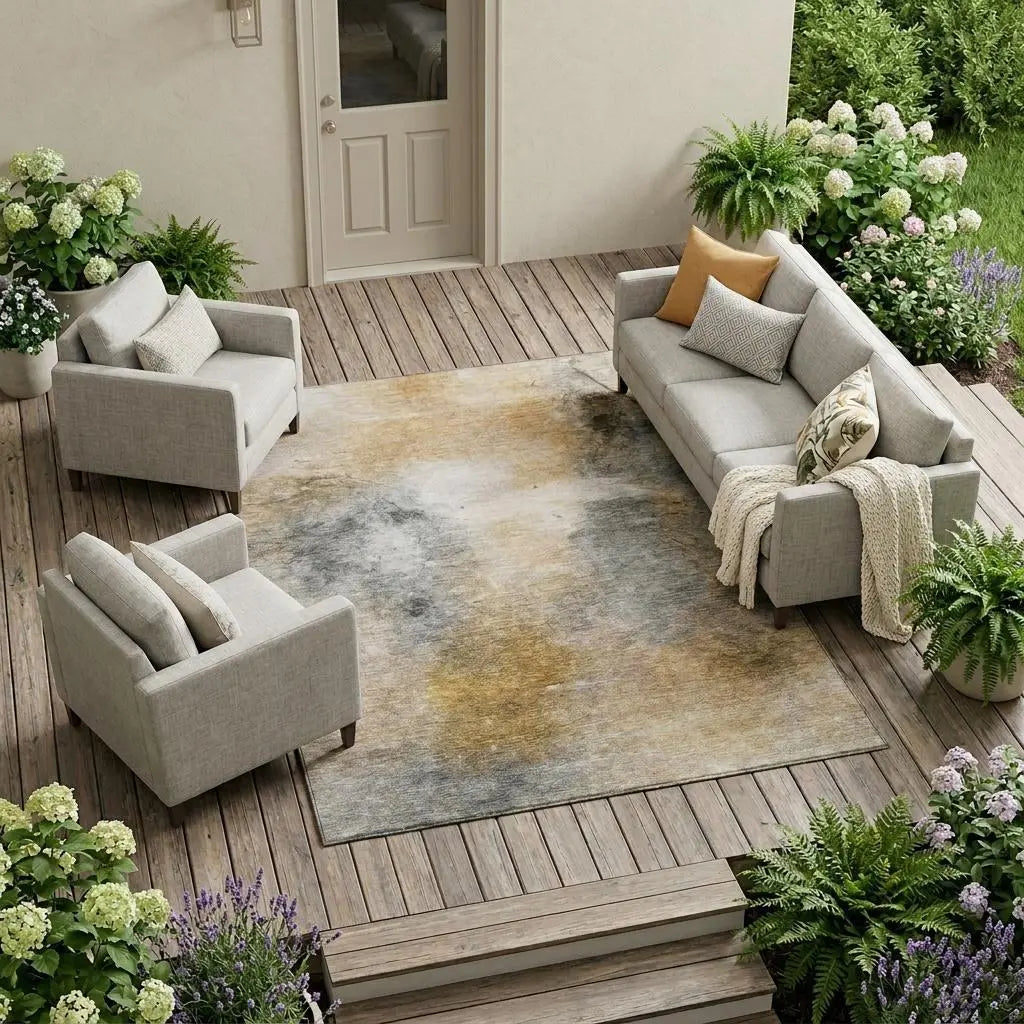 8' X 10' Gray And Beige Abstract Washable Indoor Outdoor Area Rug Homeroots Outdoor