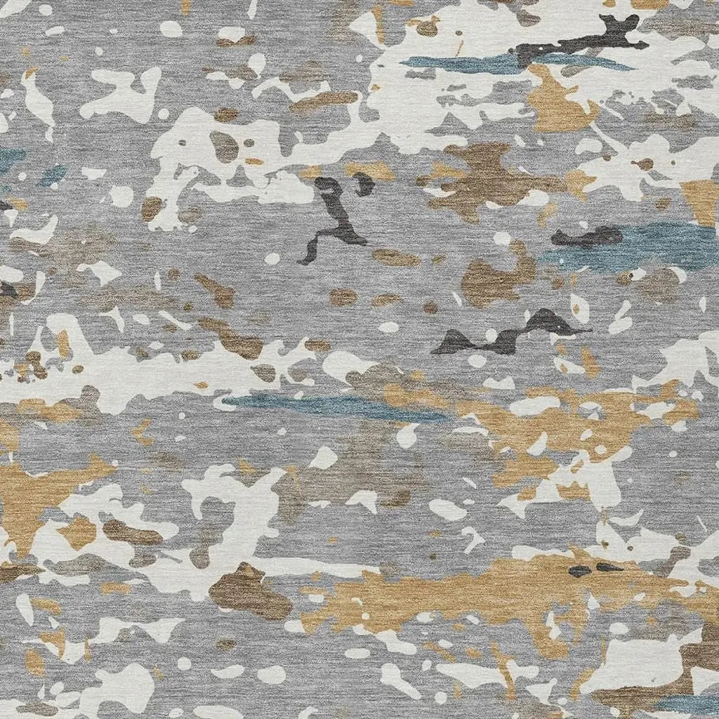 8' X 10' Gray And Beige Abstract Washable Indoor Outdoor Area Rug Homeroots Outdoor