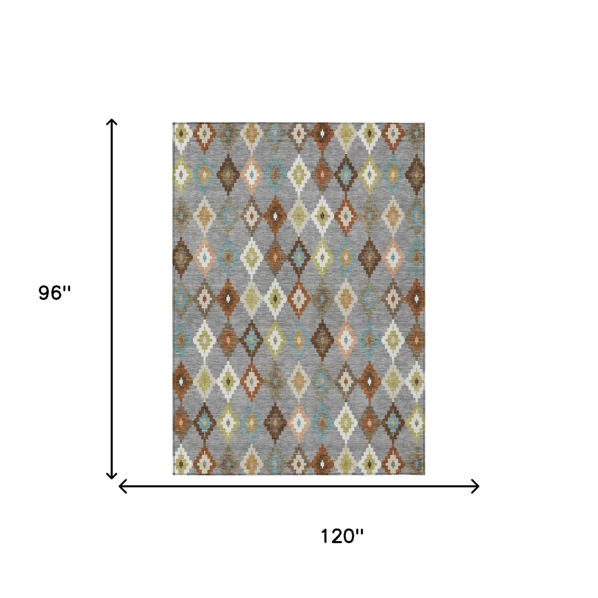 8' X 10' Gray And Beige Aztec Washable Indoor Outdoor Area Rug Homeroots Outdoor