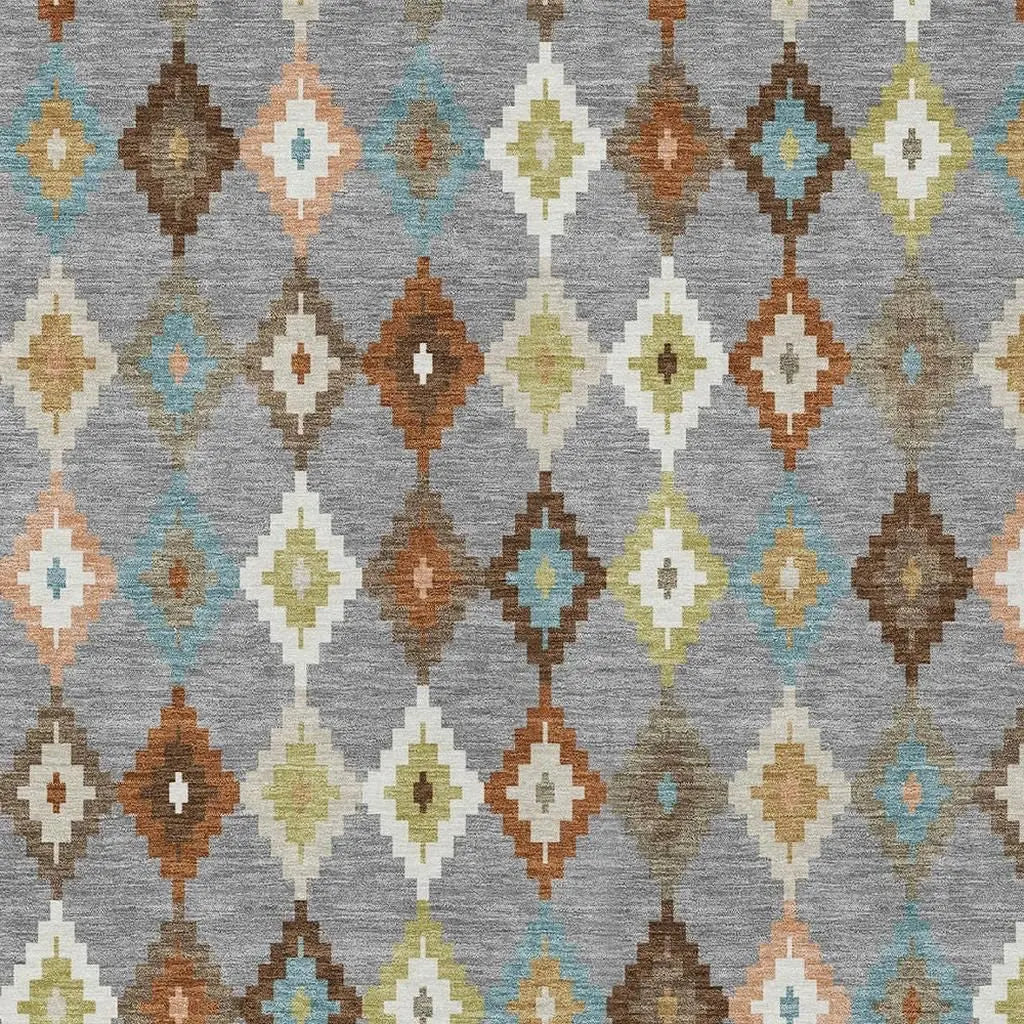 8' X 10' Gray And Beige Aztec Washable Indoor Outdoor Area Rug Homeroots Outdoor