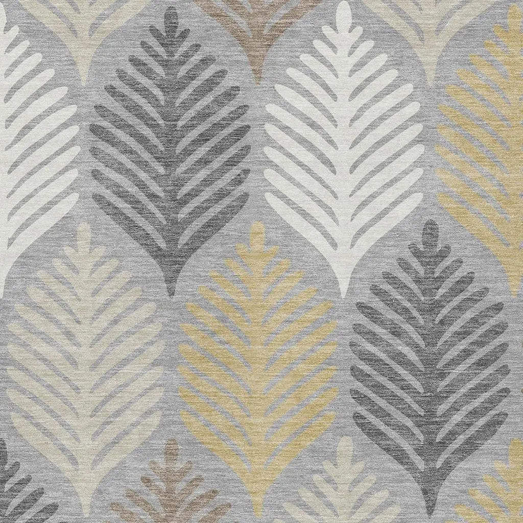 8' X 10' Gray And Beige Floral Washable Indoor Outdoor Area Rug Homeroots Outdoor