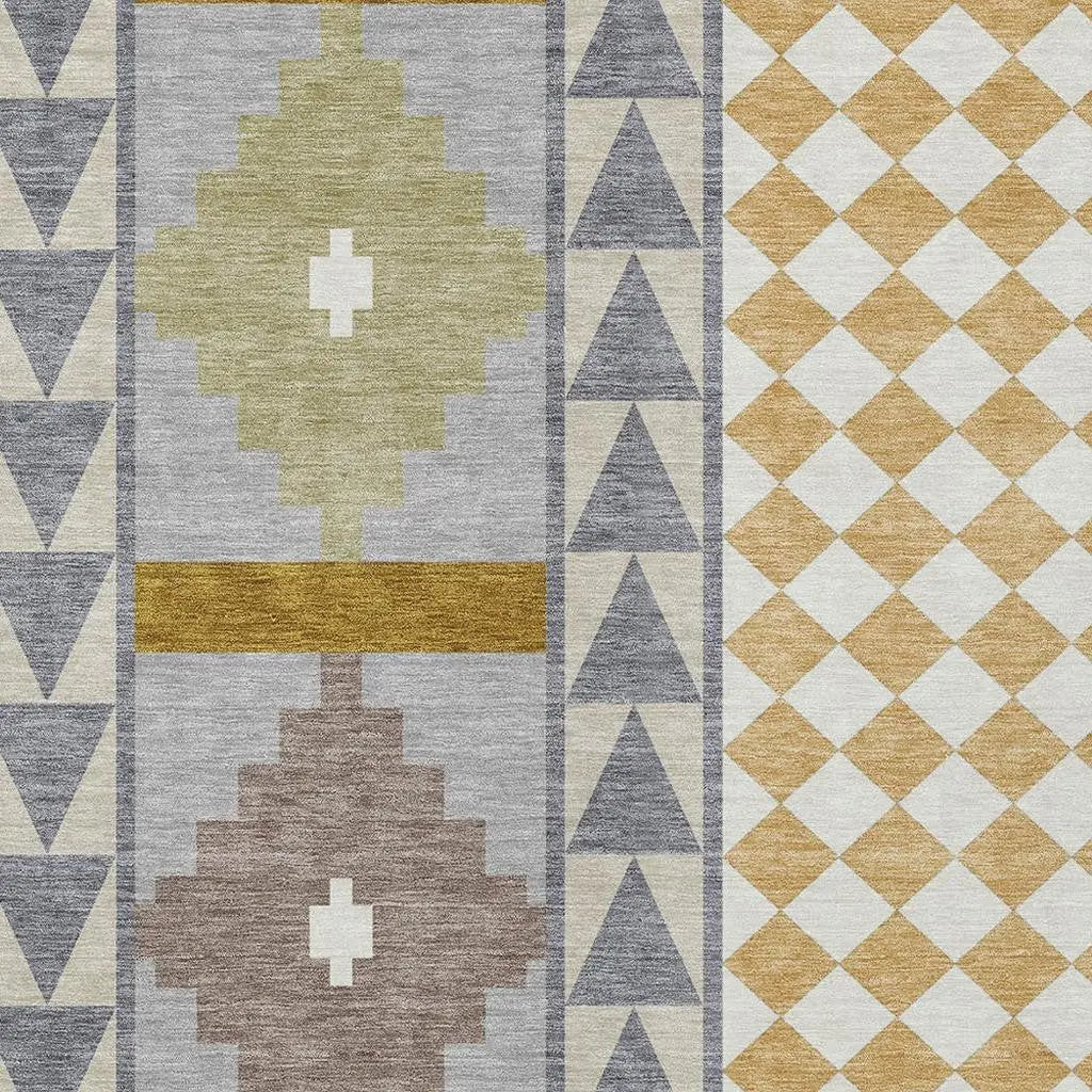 8' X 10' Gray And Beige Southwestern Washable Indoor Outdoor Area Rug Homeroots Outdoor