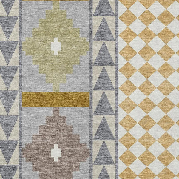 8' X 10' Gray And Beige Southwestern Washable Indoor Outdoor Area Rug Homeroots Outdoor