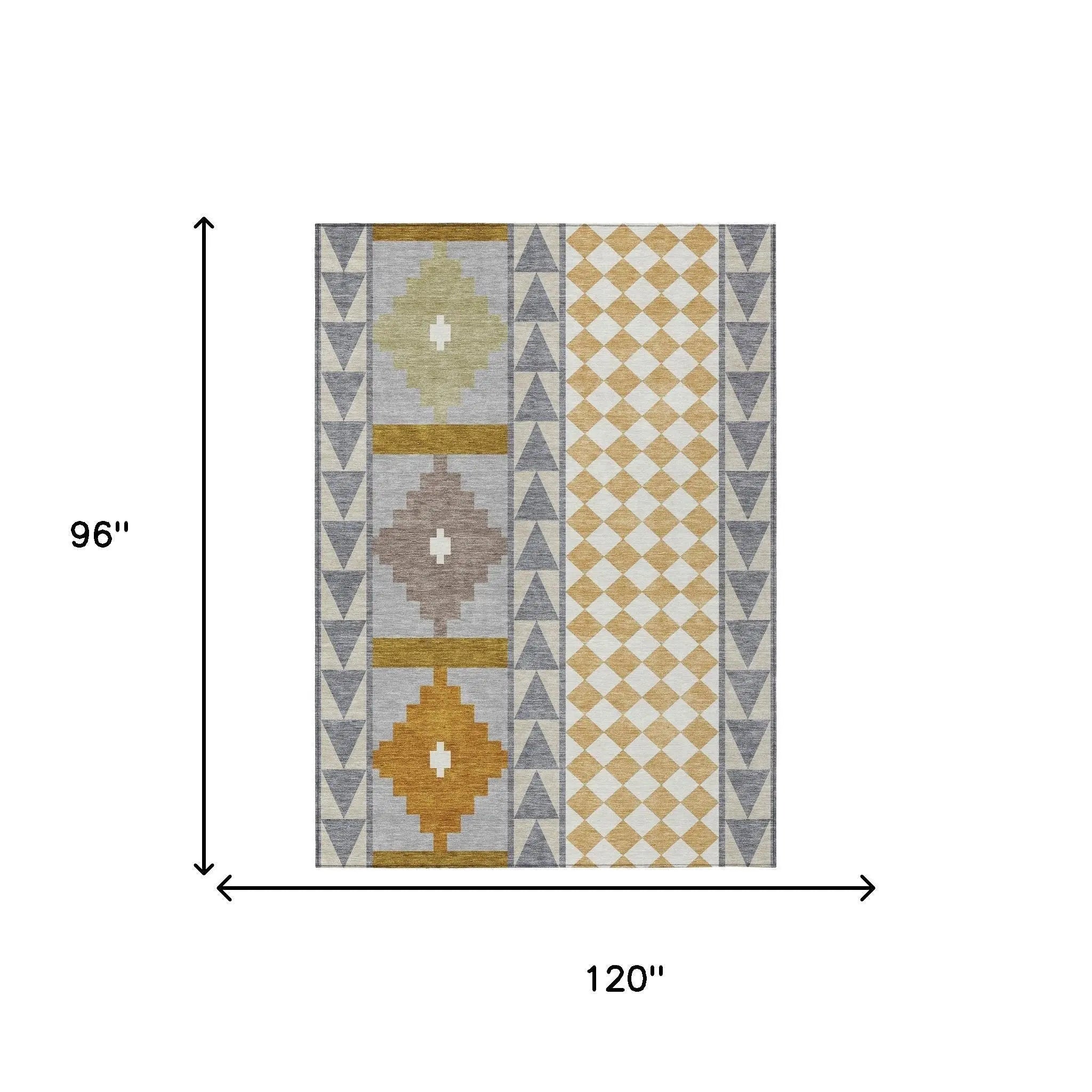 8' X 10' Gray And Beige Southwestern Washable Indoor Outdoor Area Rug Homeroots Outdoor