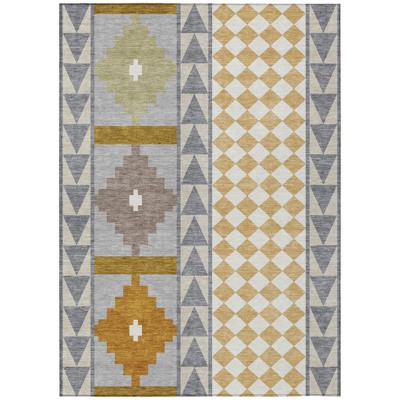 8' X 10' Gray And Beige Southwestern Washable Indoor Outdoor Area Rug Homeroots Outdoor
