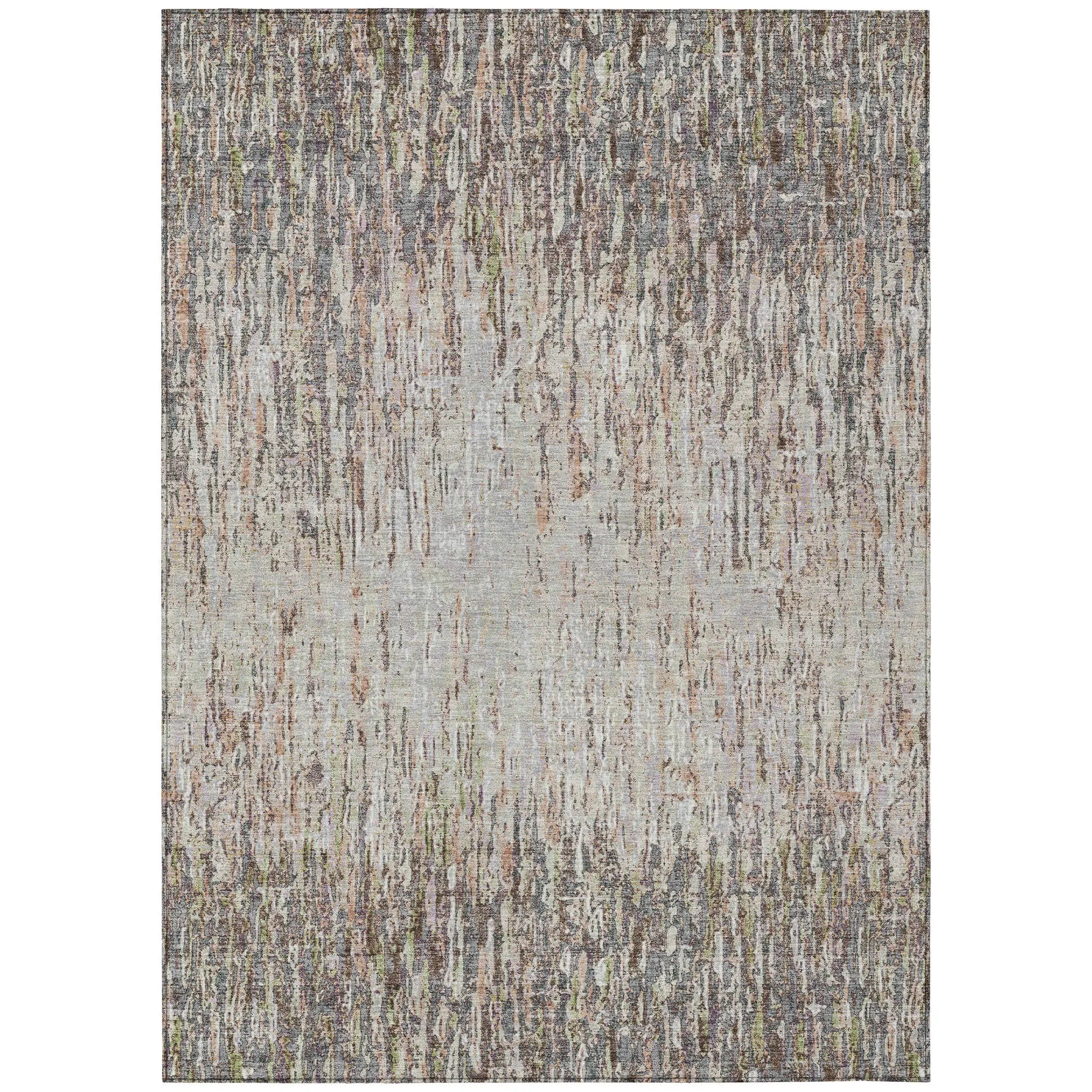 8' X 10' Gray And Beige Striped Washable Indoor Outdoor Area Rug Homeroots Outdoor