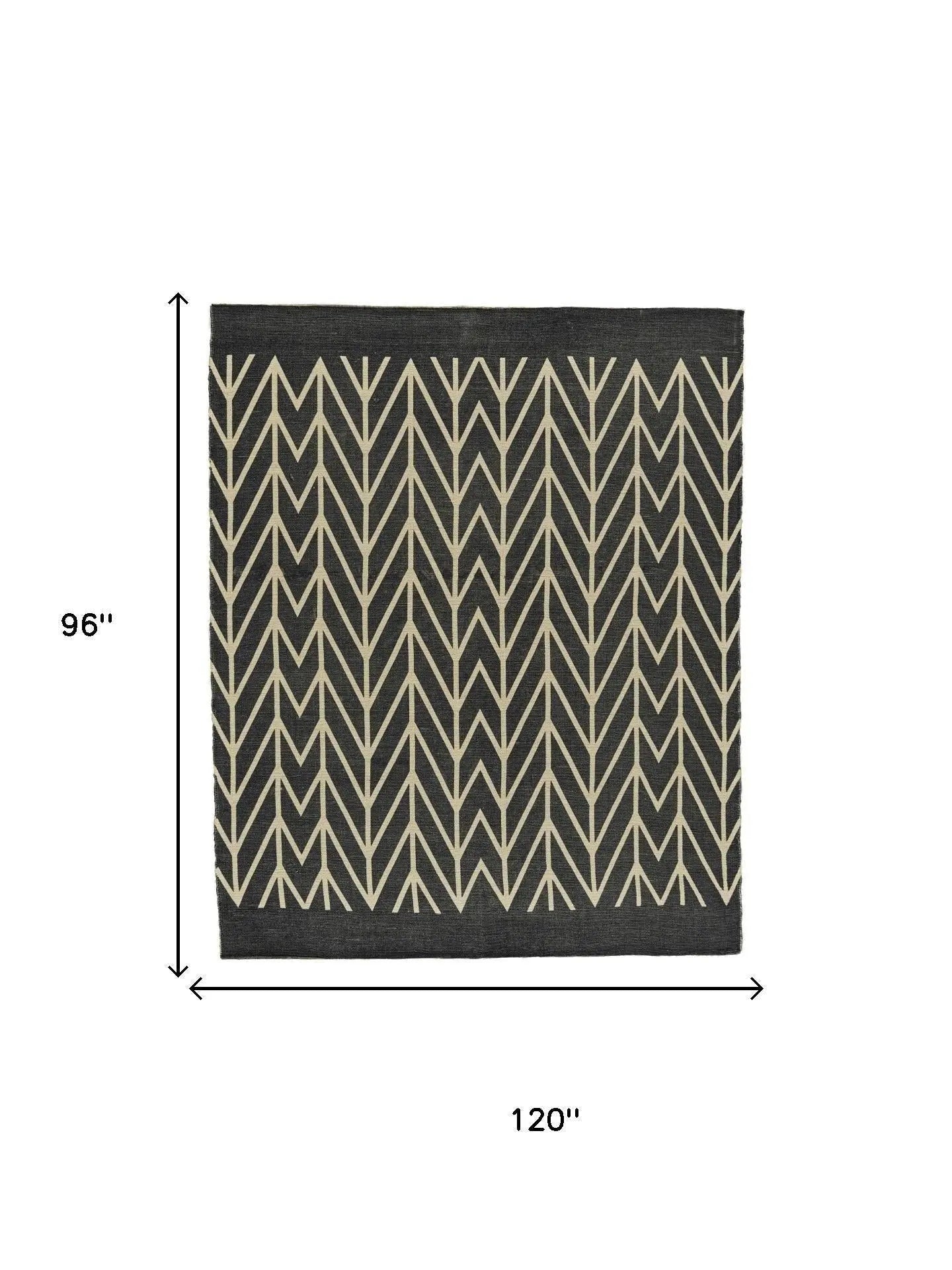 8' X 10' Gray And Black Chevron Hand Woven Area Rug Homeroots Home Decor