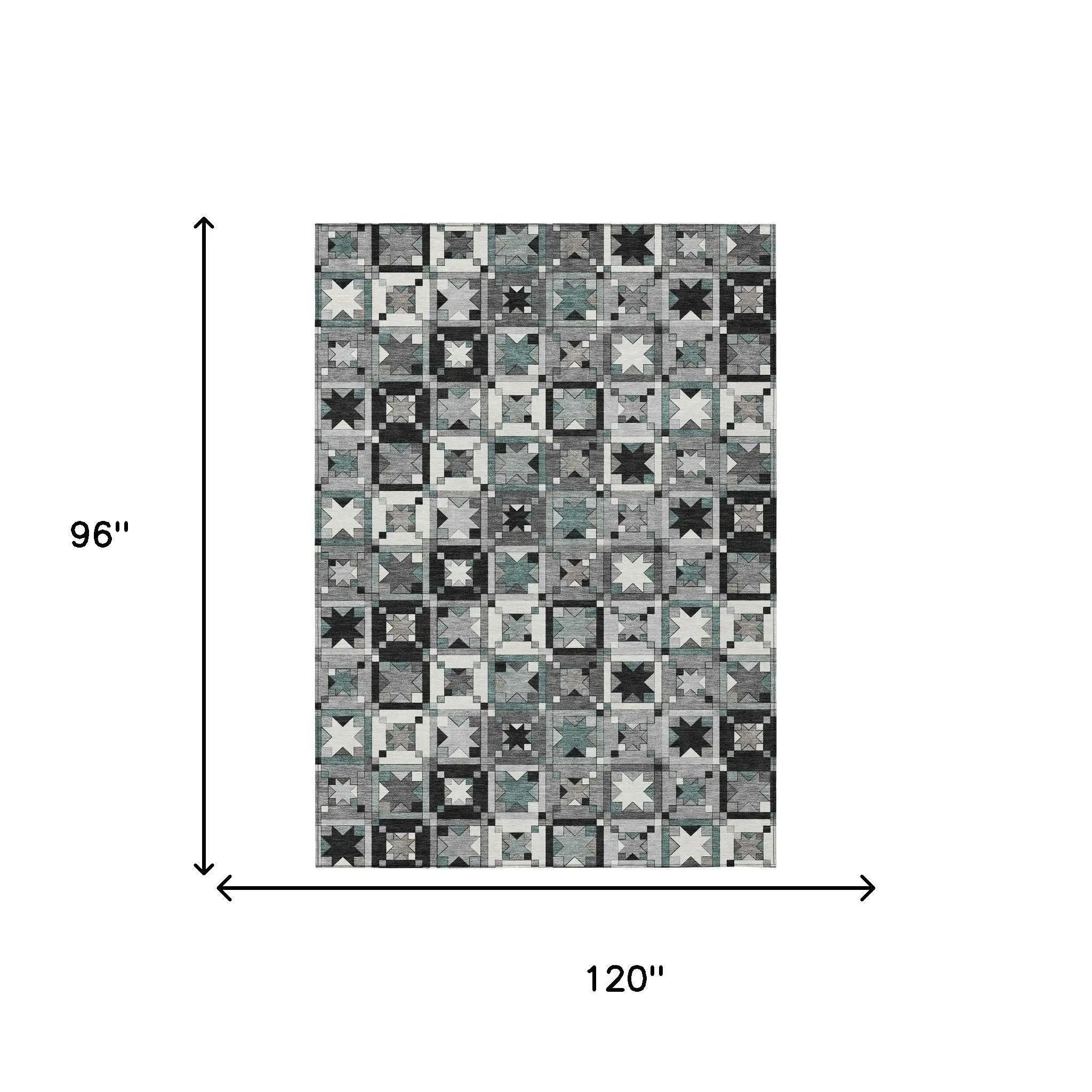 8' X 10' Gray And Black Patchwork Washable Indoor Outdoor Area Rug Homeroots Outdoor
