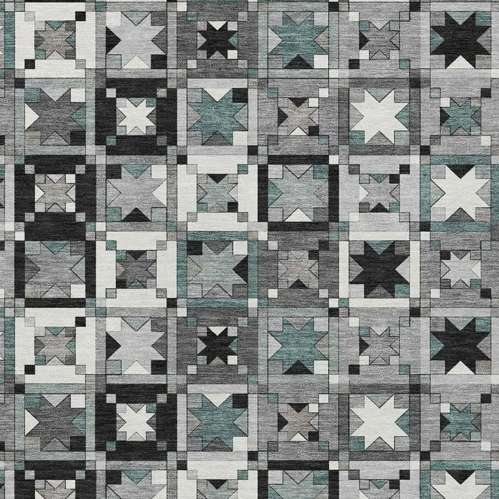 8' X 10' Gray And Black Patchwork Washable Indoor Outdoor Area Rug Homeroots Outdoor