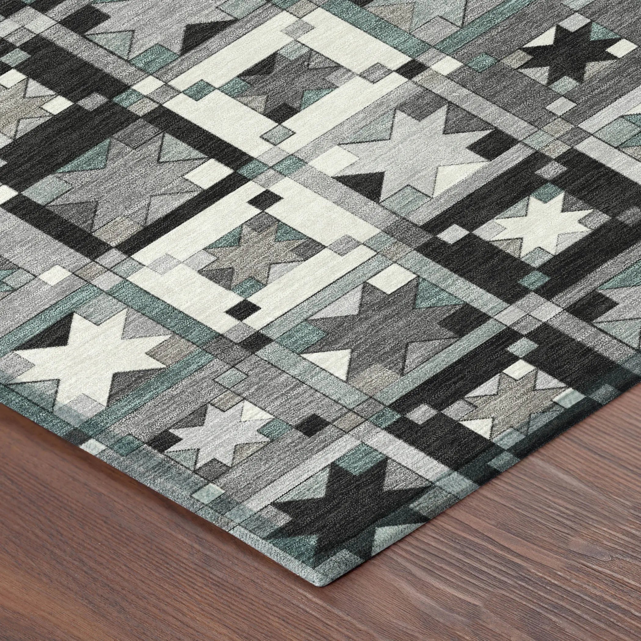 8' X 10' Gray And Black Patchwork Washable Indoor Outdoor Area Rug Homeroots Outdoor