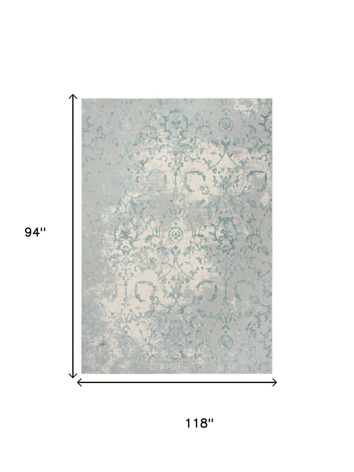 8' X 10' Gray And Blue Trellis Area Rug Homeroots Home Decor