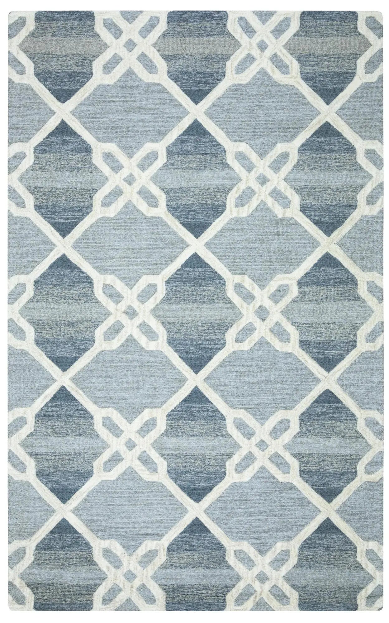 8' X 10' Gray And Blue Wool Trellis Hand Tufted Area Rug Homeroots Home Decor