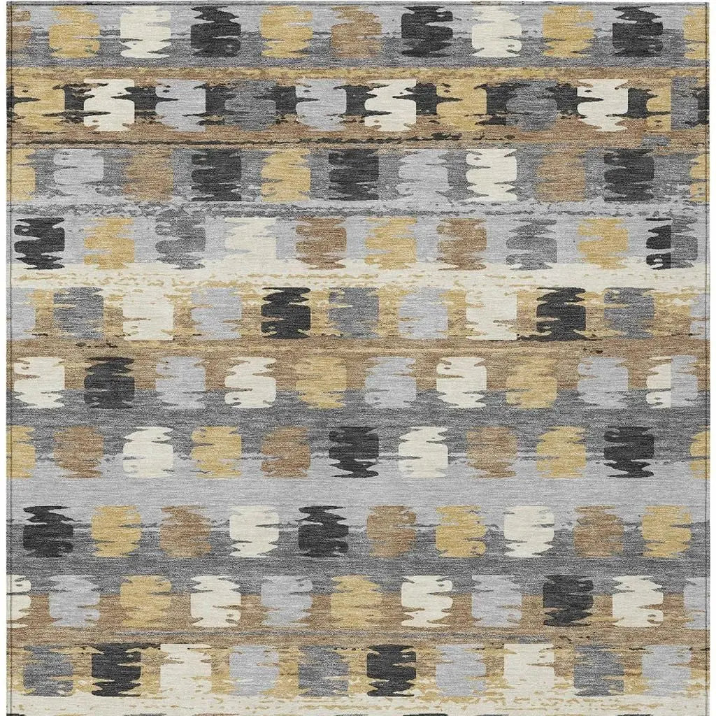8' X 10' Gray And Brown Abstract Washable Indoor Outdoor Area Rug Homeroots Outdoor