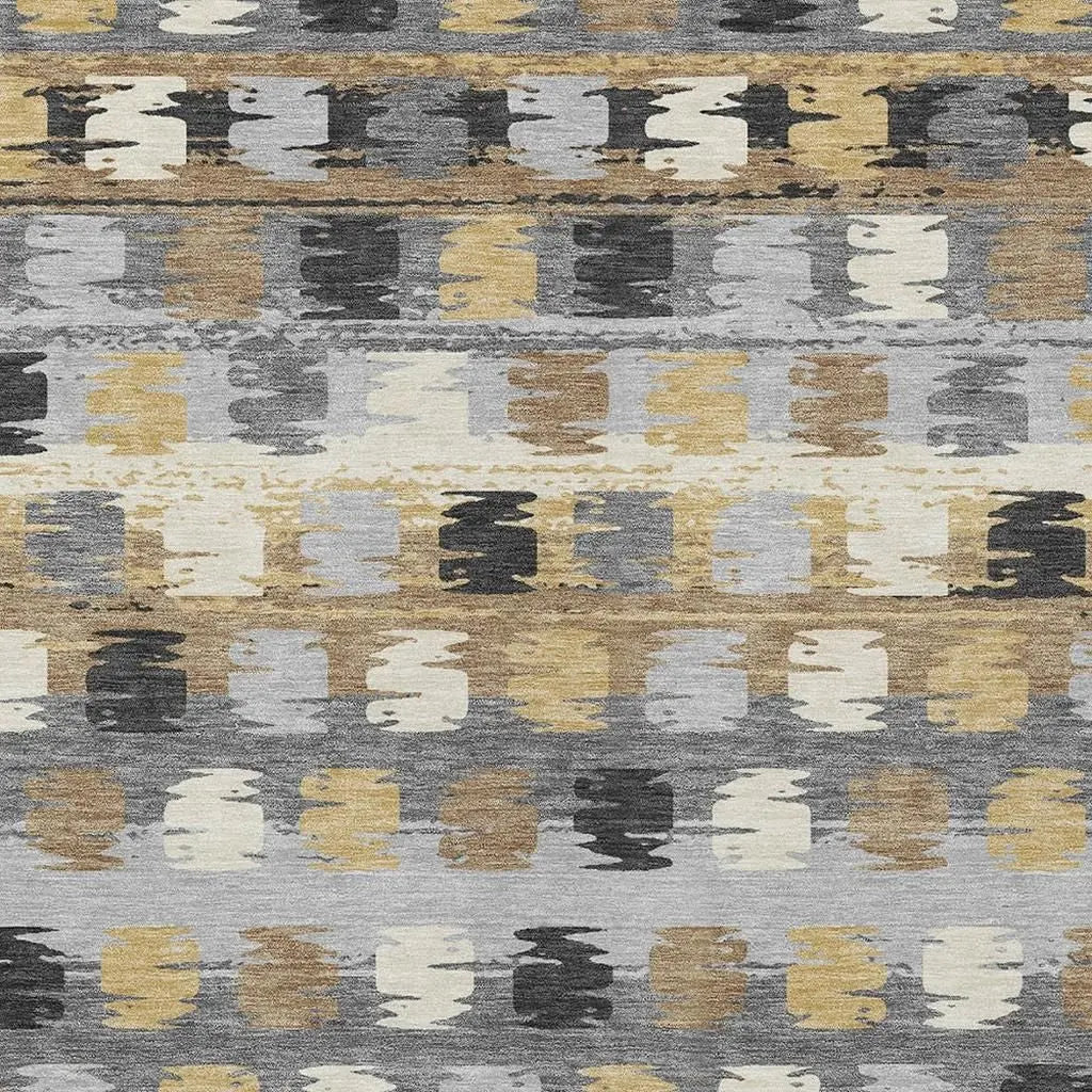 8' X 10' Gray And Brown Abstract Washable Indoor Outdoor Area Rug Homeroots Outdoor