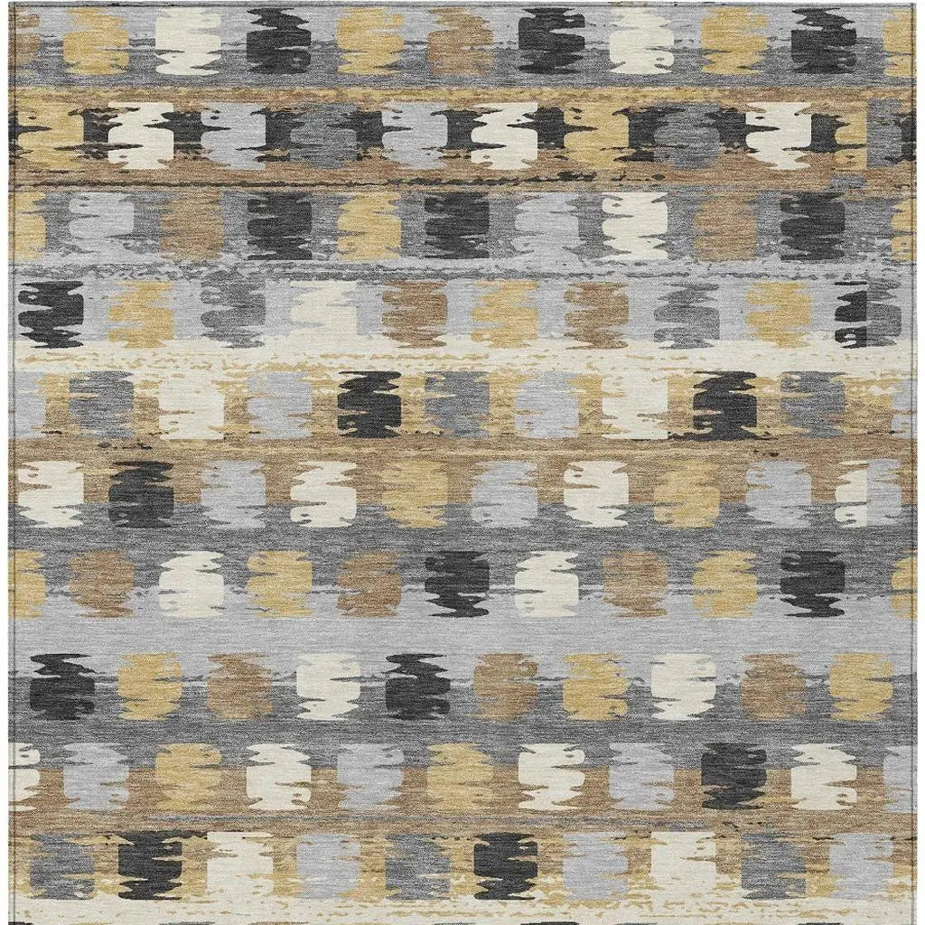 8' X 10' Gray And Brown Abstract Washable Indoor Outdoor Area Rug Homeroots Outdoor