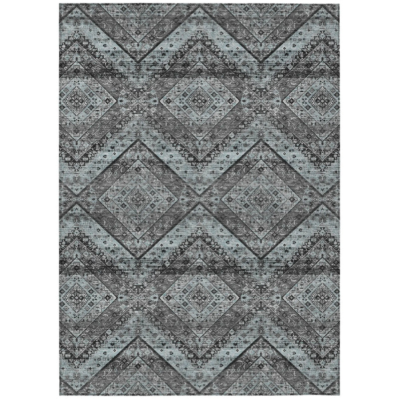 8' X 10' Gray And Brown Tribal Washable Indoor Outdoor Area Rug Homeroots Outdoor