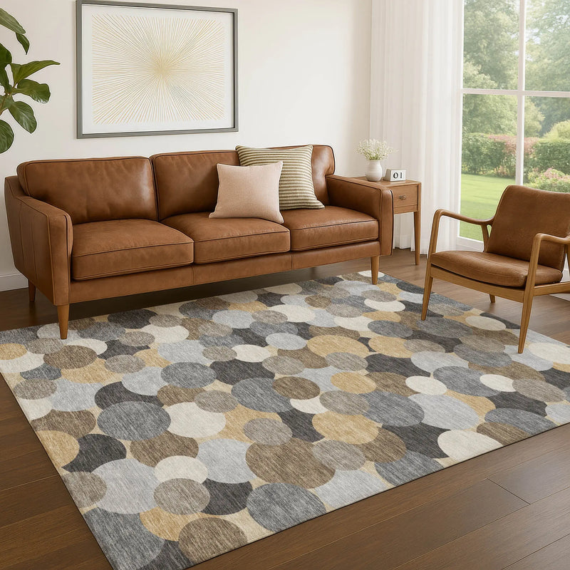 8' X 10' Gray And Chocolate Geometric Washable Indoor Outdoor Area Rug Homeroots Outdoor