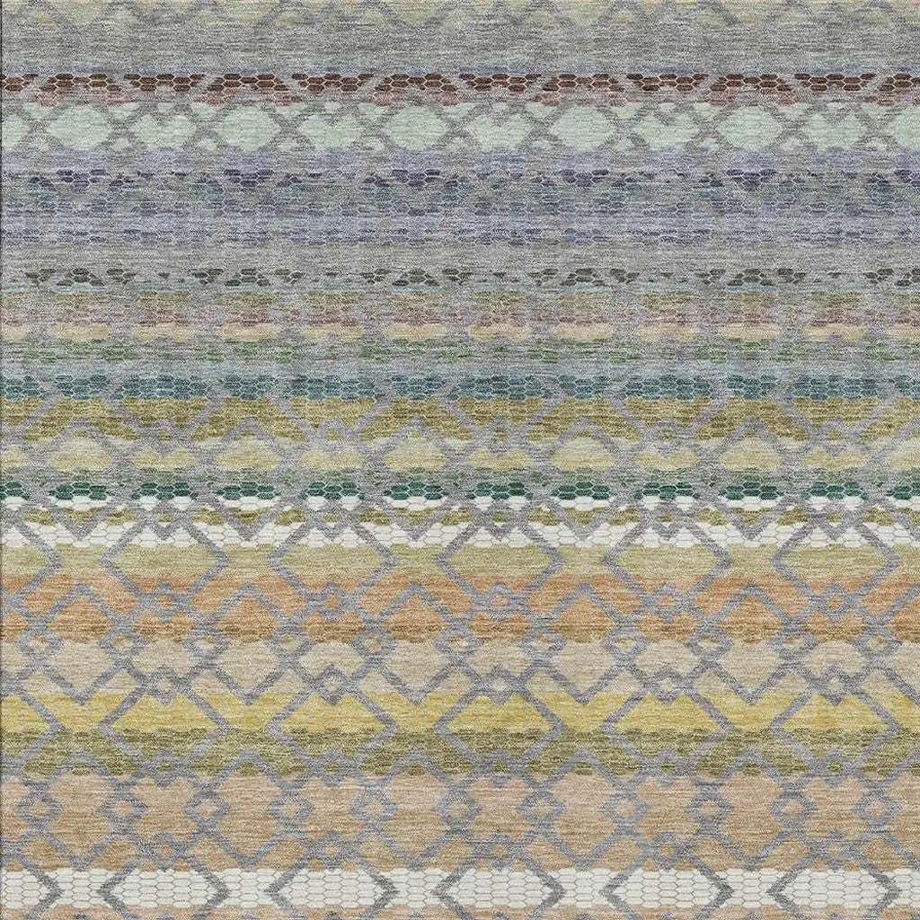 8' X 10' Gray And Chocolate Striped Washable Indoor Outdoor Area Rug Homeroots Outdoor