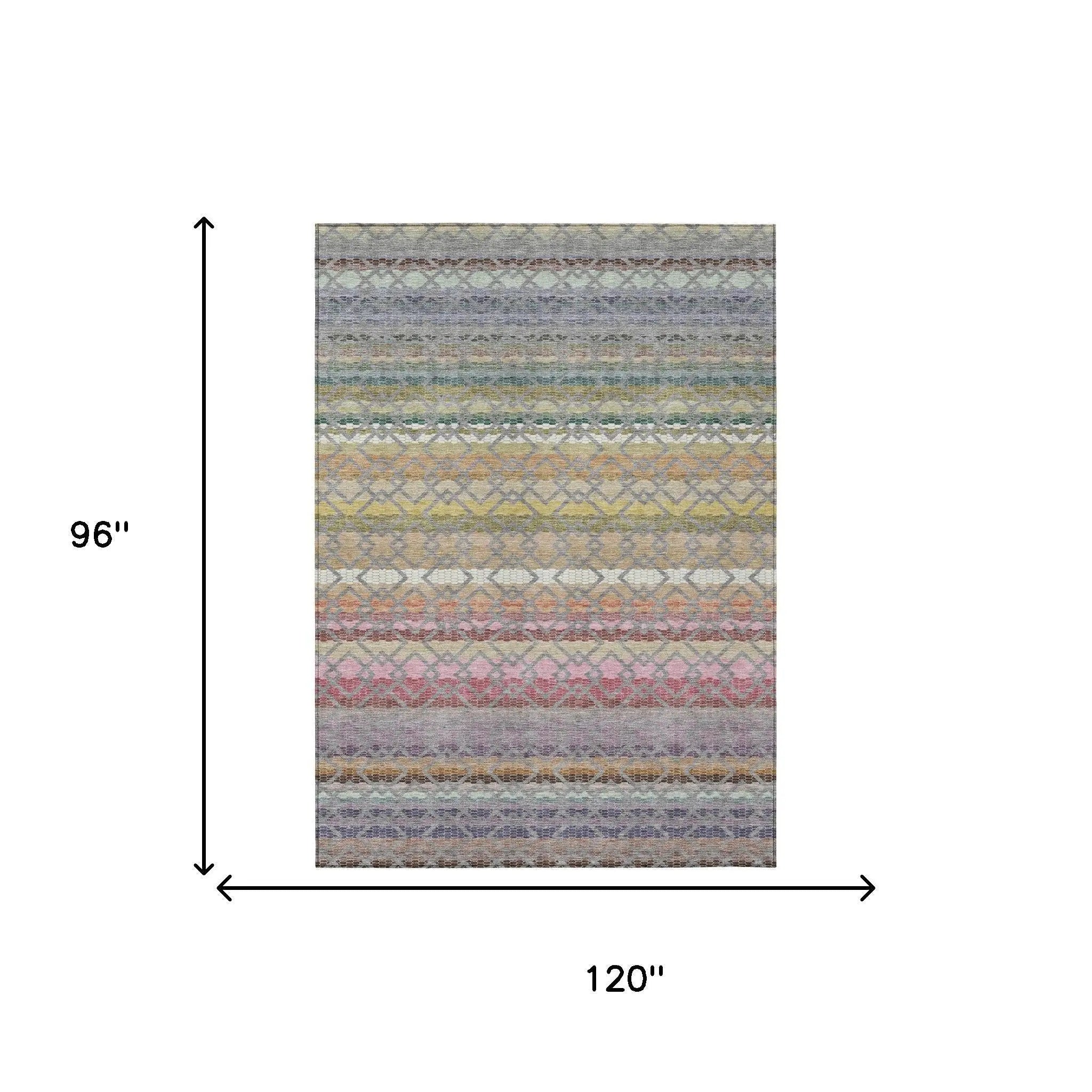 8' X 10' Gray And Chocolate Striped Washable Indoor Outdoor Area Rug Homeroots Outdoor