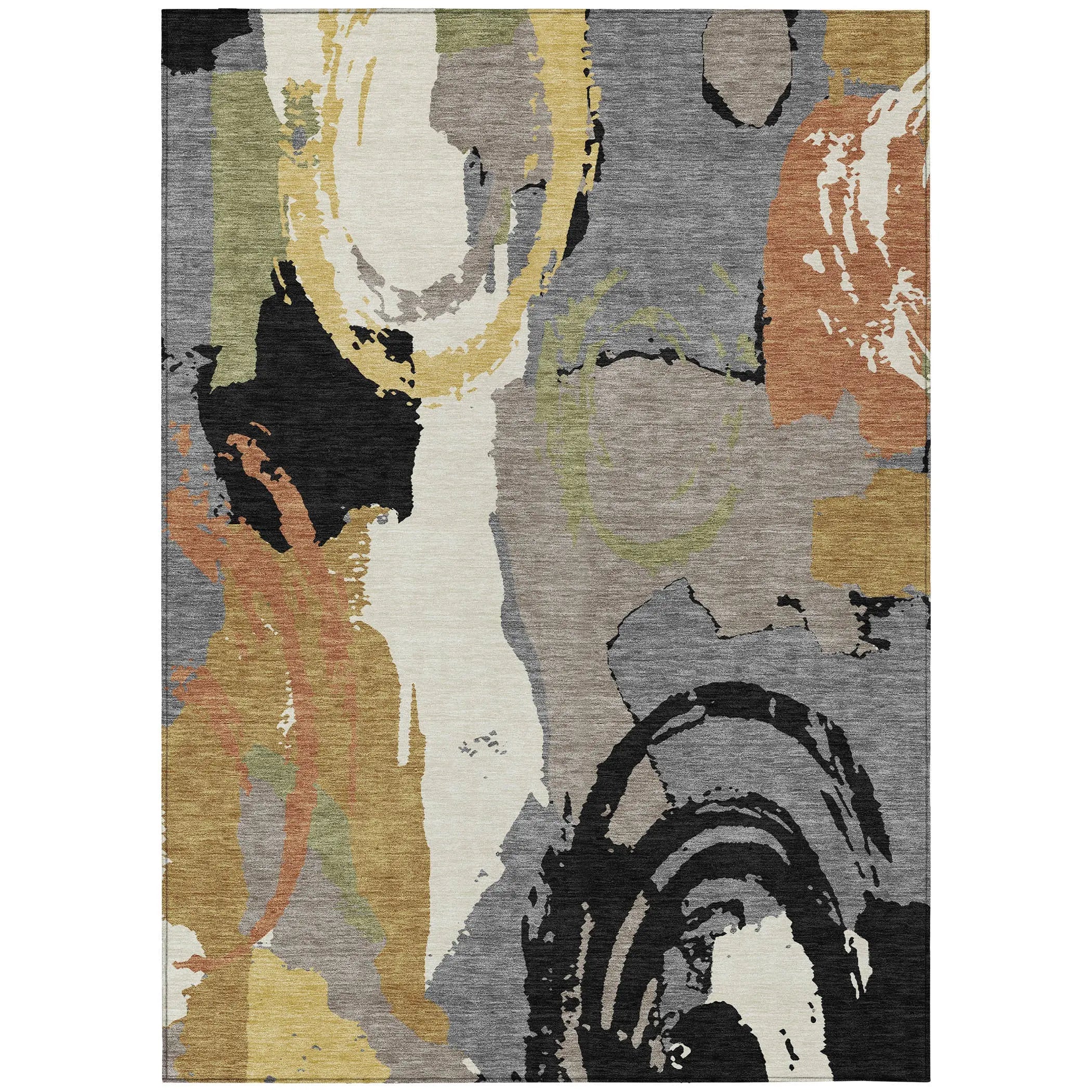 8' X 10' Gray And Copper Abstract Washable Indoor Outdoor Area Rug Homeroots Outdoor