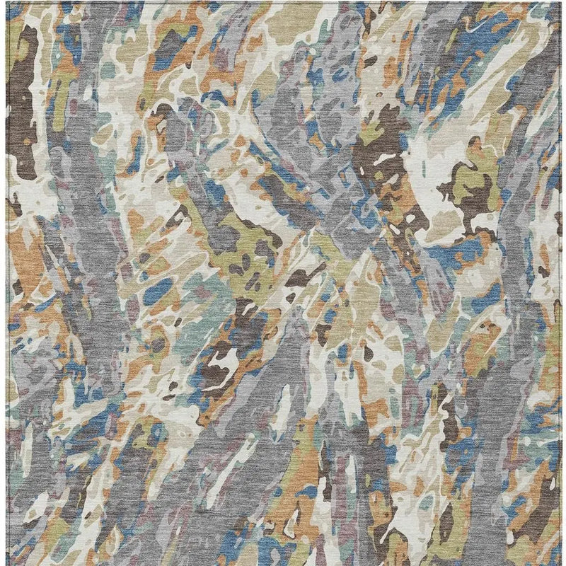 8' X 10' Gray And Copper Abstract Washable Indoor Outdoor Area Rug Homeroots Outdoor