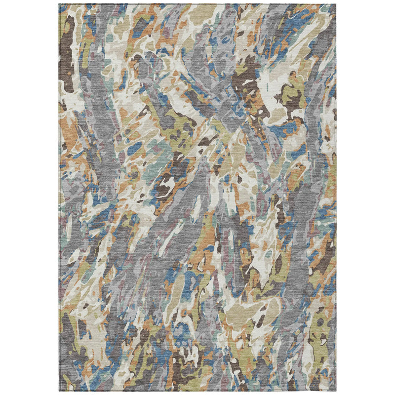 8' X 10' Gray And Copper Abstract Washable Indoor Outdoor Area Rug Homeroots Outdoor