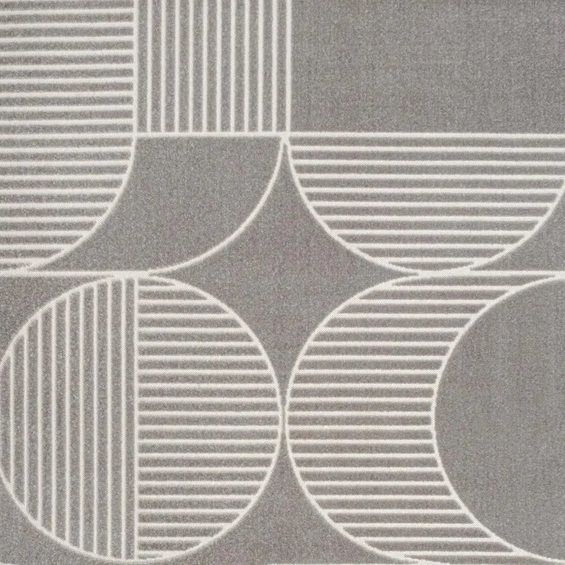 8' X 10' Gray And Cream Striped Indoor Outdoor Area Rug - GreatEagleInc