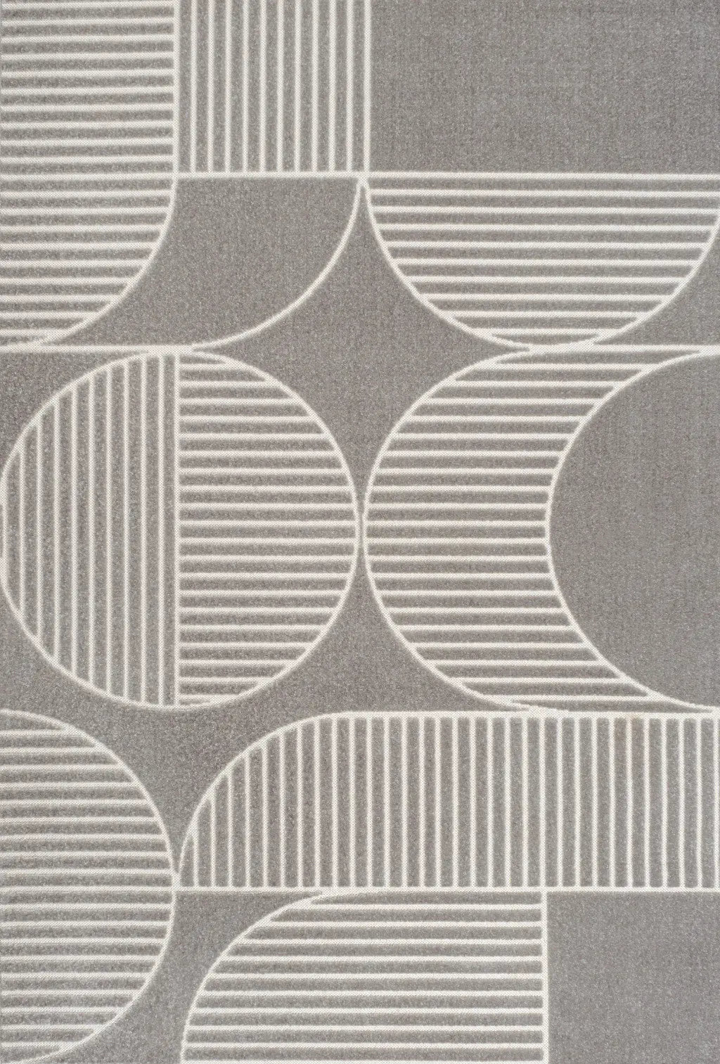 8' X 10' Gray And Cream Striped Indoor Outdoor Area Rug - GreatEagleInc