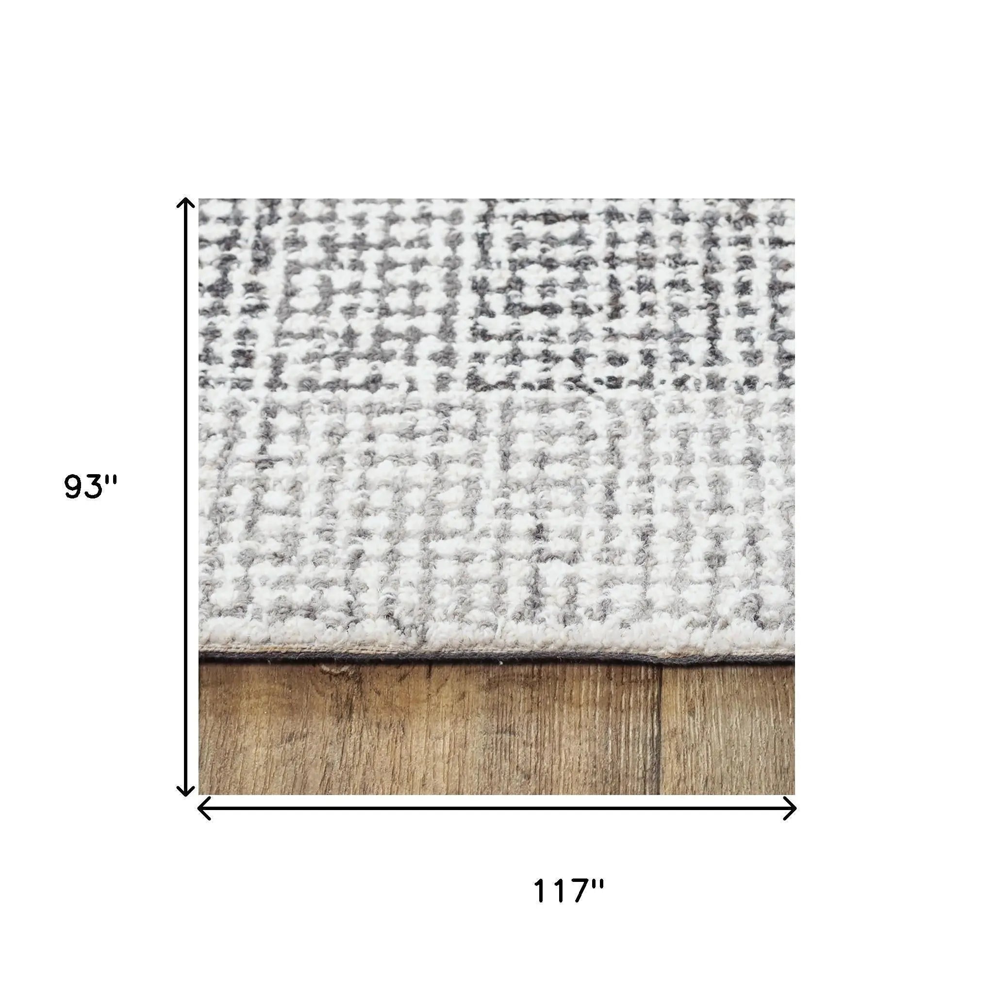 8' X 10' Gray And Dark Gray Wool Checkered Hand Tufted Area Rug Homeroots Home Decor