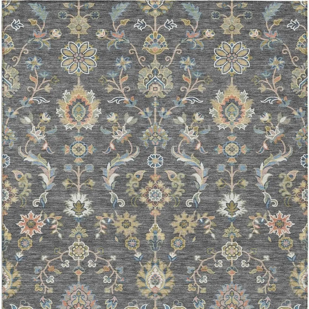 8' X 10' Gray And Denim Blue Abstract Washable Indoor Outdoor Area Rug Homeroots Outdoor