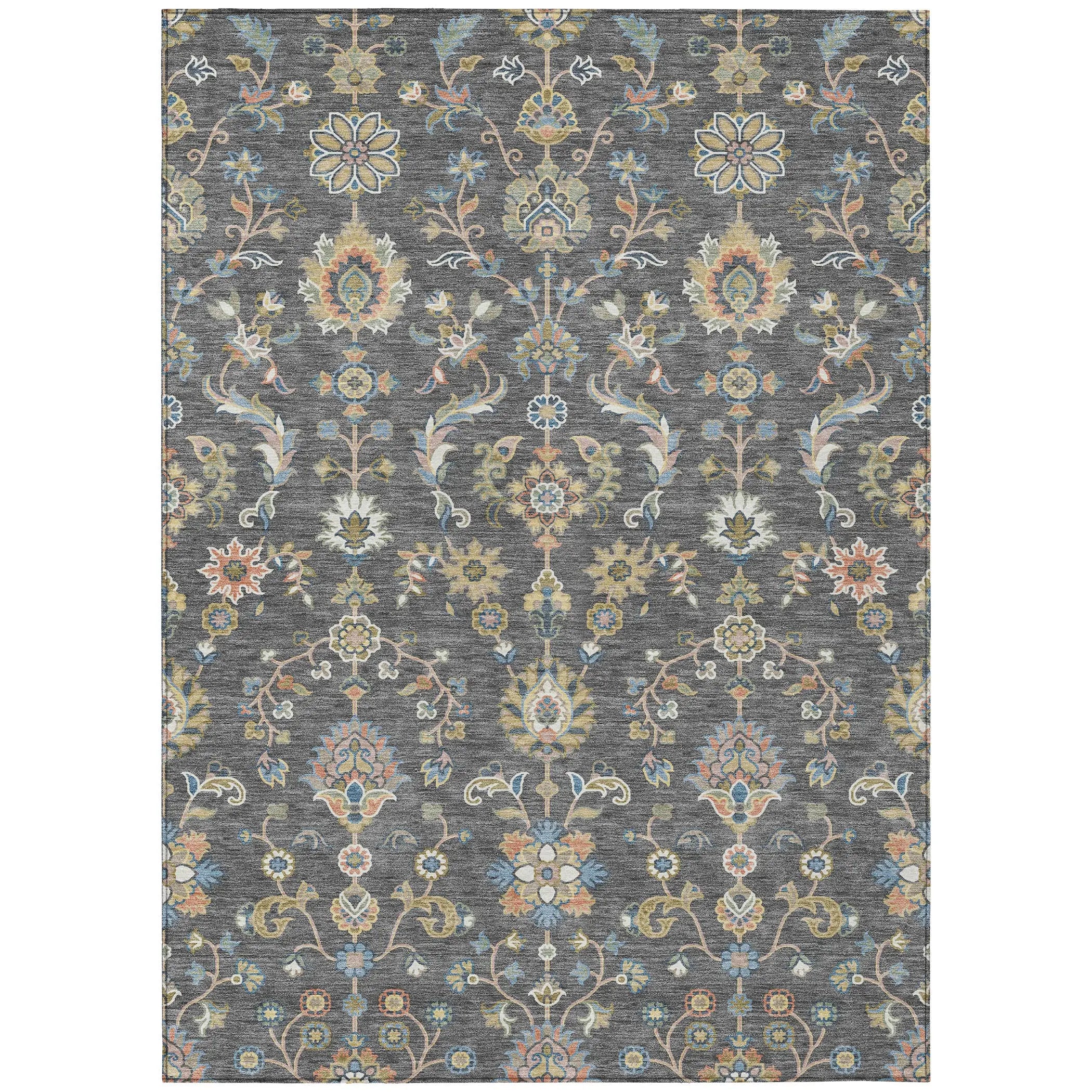 8' X 10' Gray And Denim Blue Abstract Washable Indoor Outdoor Area Rug Homeroots Outdoor