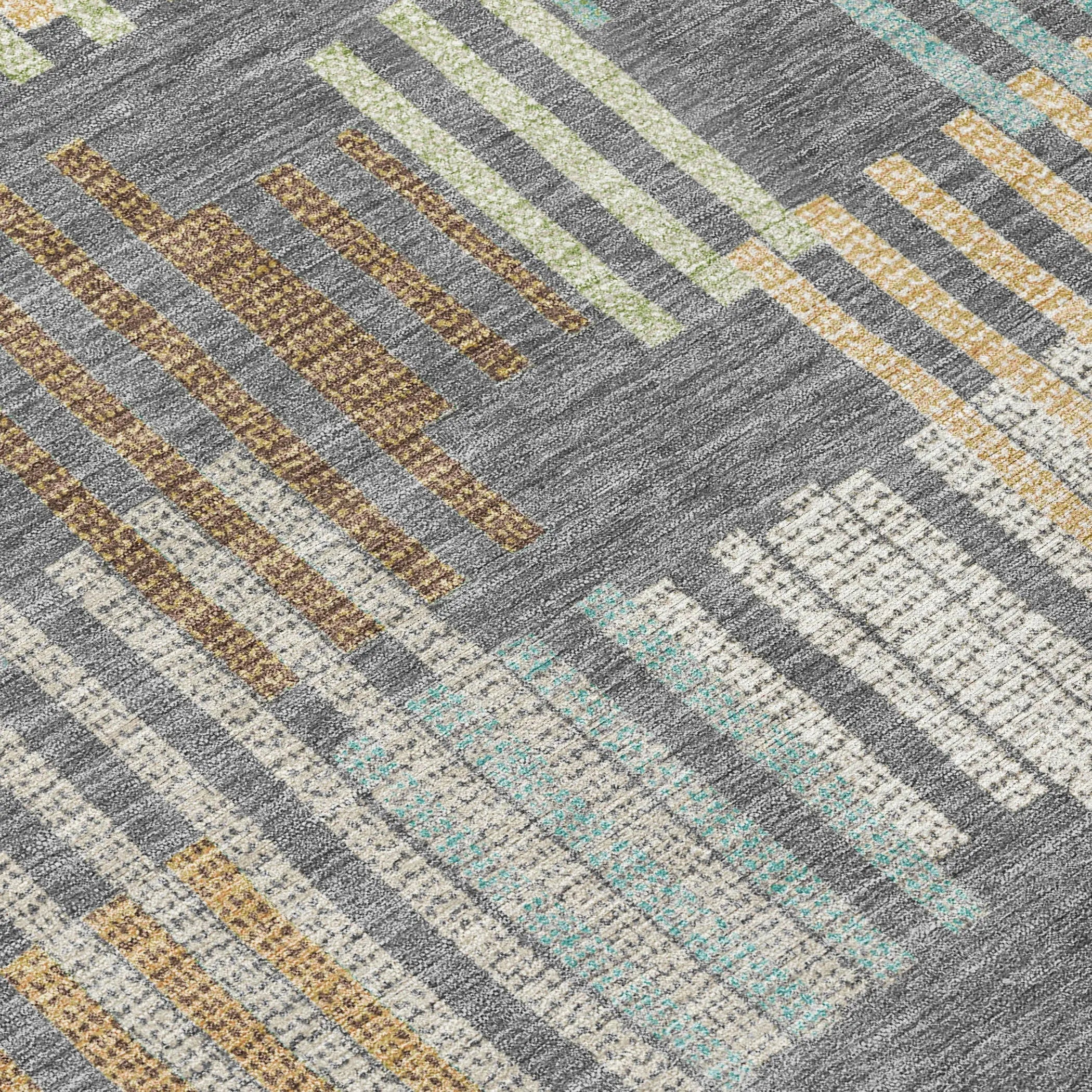 8' X 10' Gray And Fern Green Striped Washable Indoor Outdoor Area Rug Homeroots Outdoor