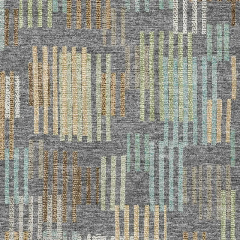 8' X 10' Gray And Fern Green Striped Washable Indoor Outdoor Area Rug Homeroots Outdoor