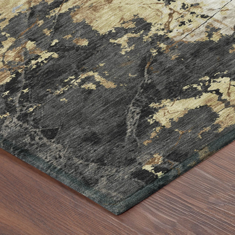 8' X 10' Gray And Gold Abstract Washable Indoor Outdoor Area Rug Homeroots Outdoor
