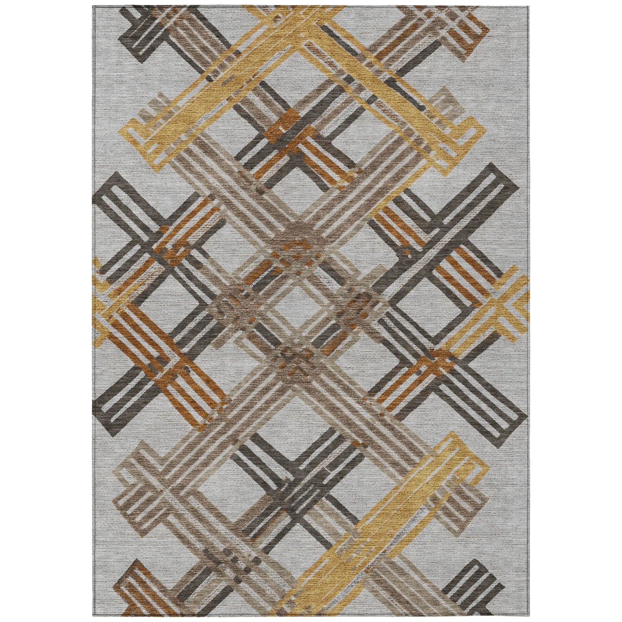 8' X 10' Gray And Gold Geometric Washable Indoor Outdoor Area Rug Homeroots Outdoor