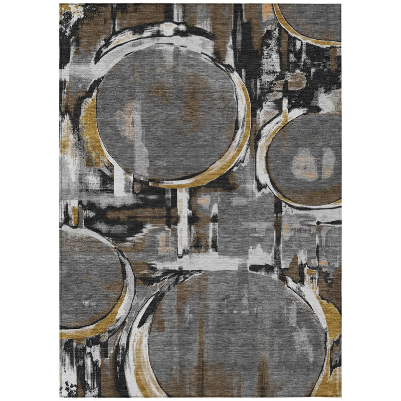 8' X 10' Gray And Graphite Abstract Washable Indoor Outdoor Area Rug Homeroots Outdoor