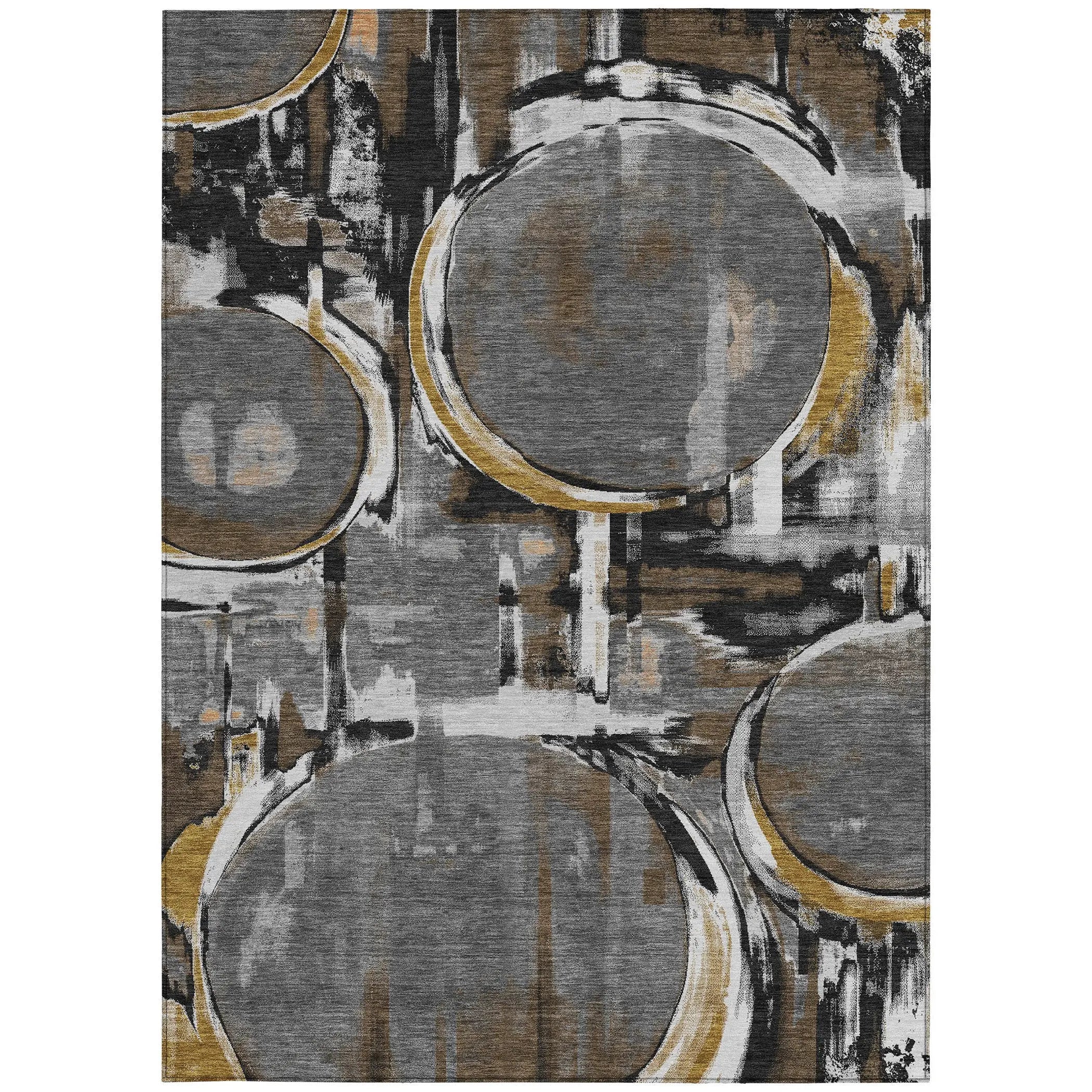 8' X 10' Gray And Graphite Abstract Washable Indoor Outdoor Area Rug Homeroots Outdoor