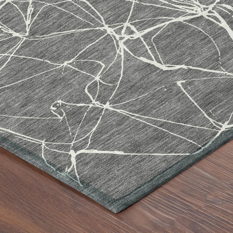 8' X 10' Gray And Graphite Abstract Washable Indoor Outdoor Area Rug Homeroots Outdoor