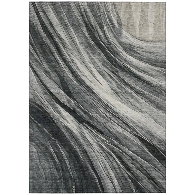 8' X 10' Gray And Graphite Abstract Washable Indoor Outdoor Area Rug Homeroots Outdoor