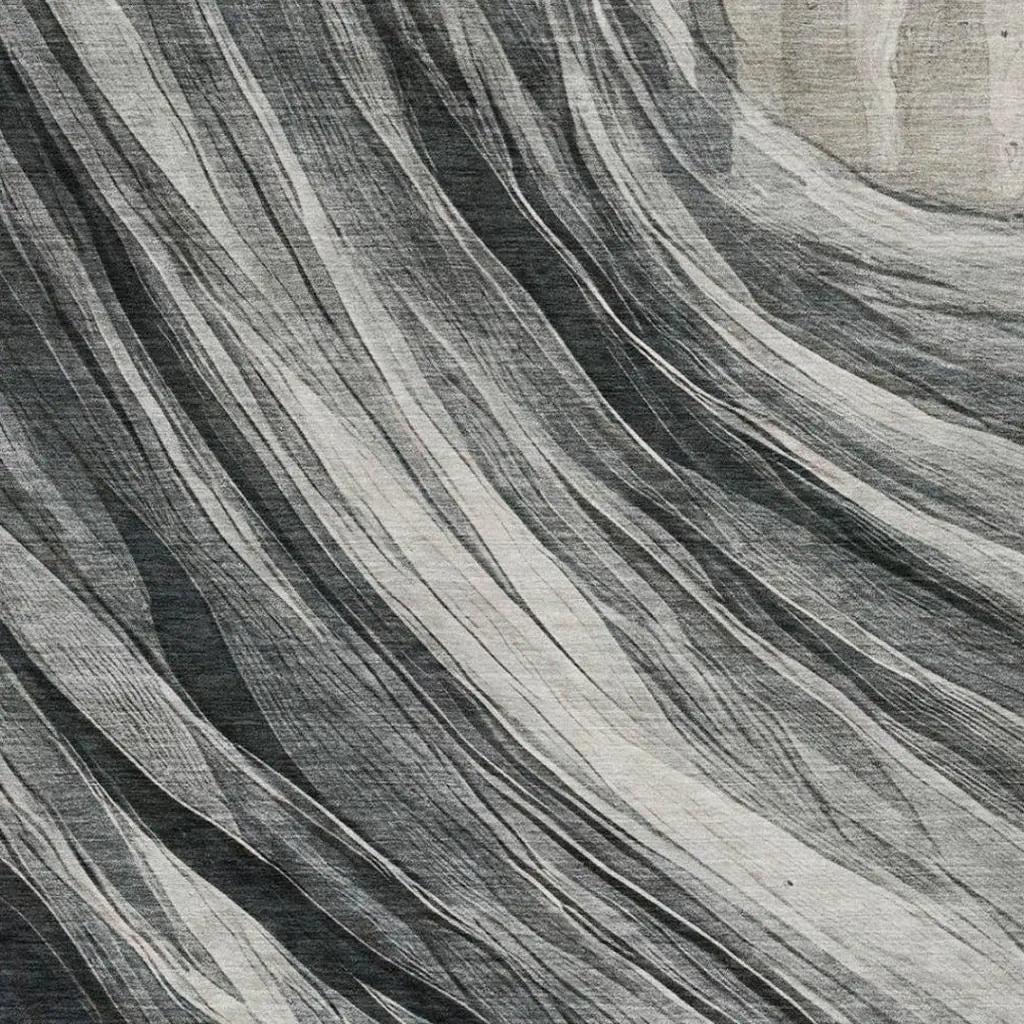 8' X 10' Gray And Graphite Abstract Washable Indoor Outdoor Area Rug Homeroots Outdoor