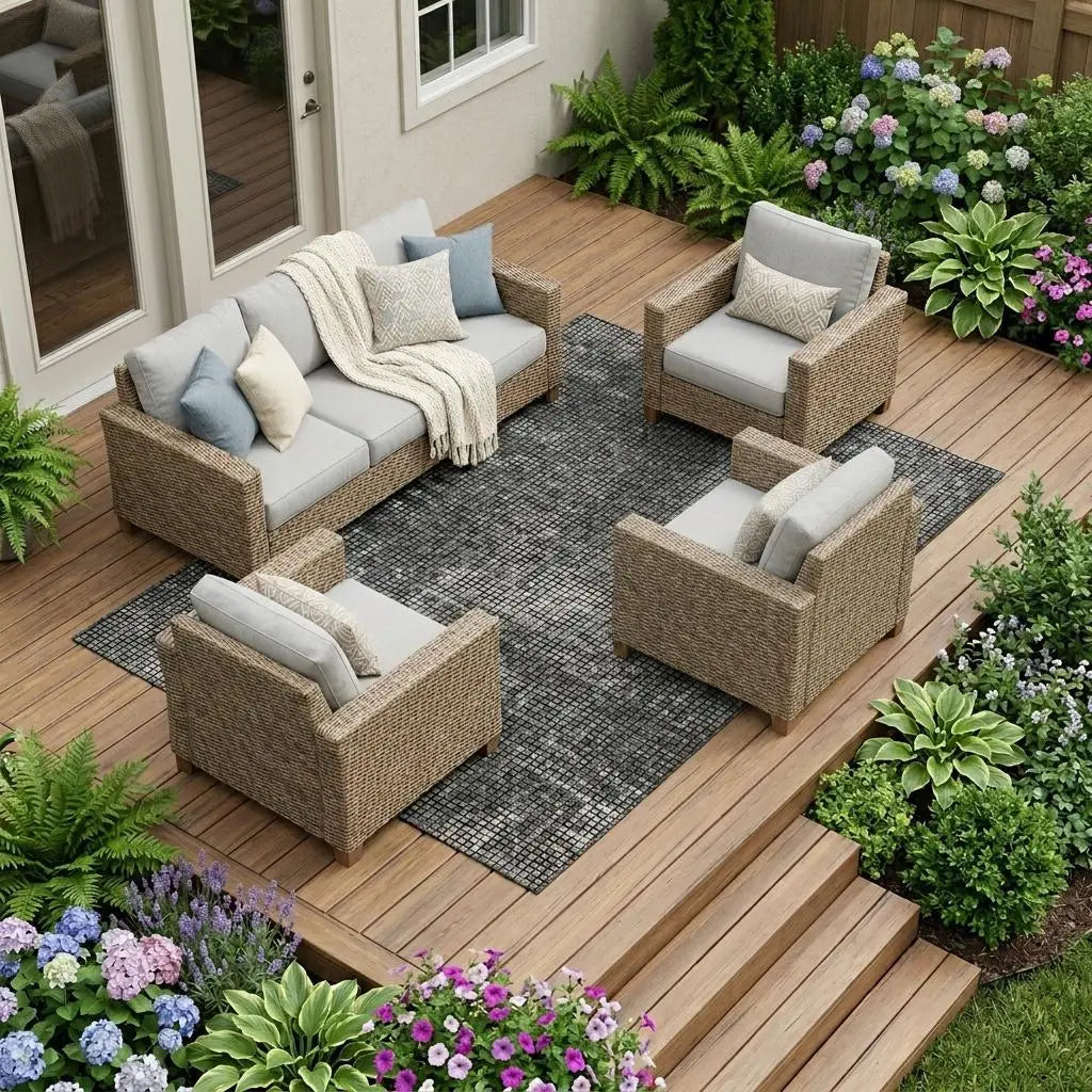 8' X 10' Gray And Graphite Abstract Washable Indoor Outdoor Area Rug Homeroots Outdoor