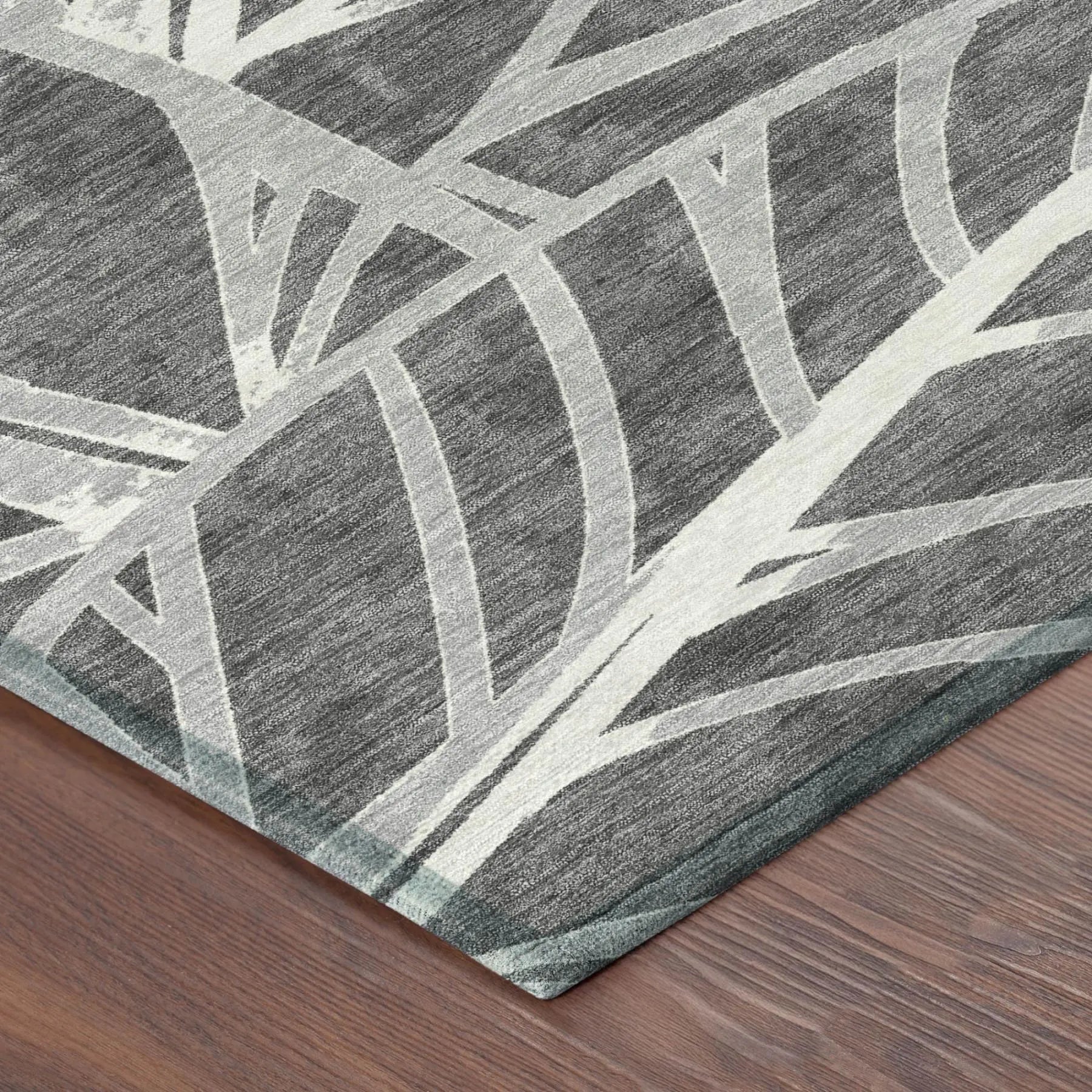 8' X 10' Gray And Graphite Floral Washable Indoor Outdoor Area Rug Homeroots Outdoor